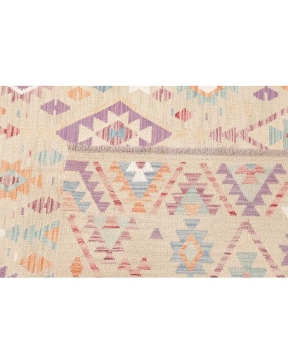 Tappeto Kilim Afghanistan bianco giallo 204x302