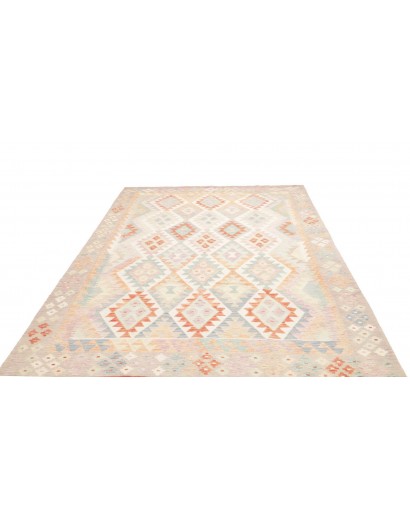 Tappeto Kilim Afghanistan bianco rosso 199x291