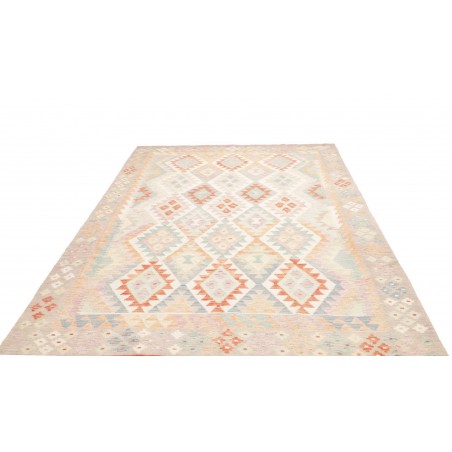 Tappeto Kilim Afghanistan bianco rosso 199x291