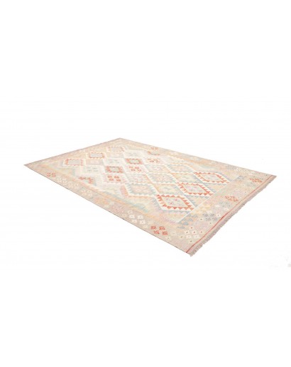 Tappeto Kilim Afghanistan bianco rosso 199x291