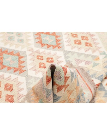 Tappeto Kilim Afghanistan bianco rosso 199x291