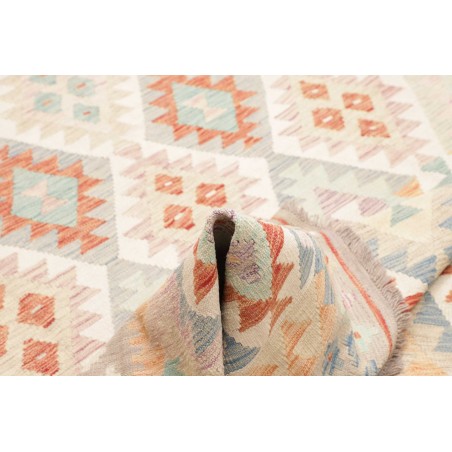 Tappeto Kilim Afghanistan bianco rosso 199x291