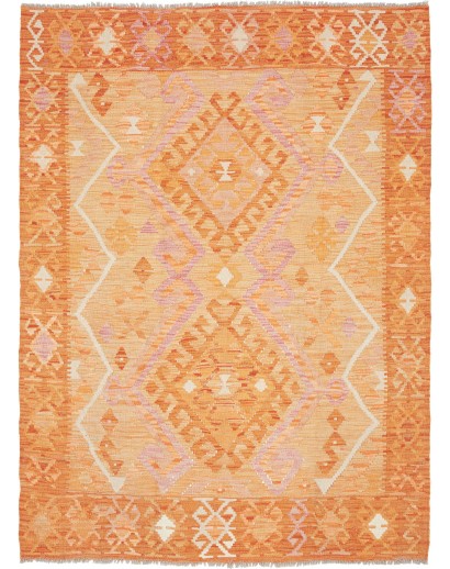Tappeto Kilim Afghanistan arancione giallo 132x185