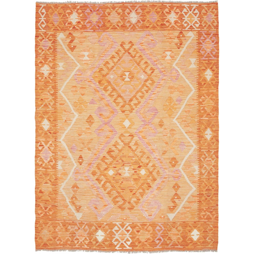 Tappeto Kilim Afghanistan arancione giallo 132x185