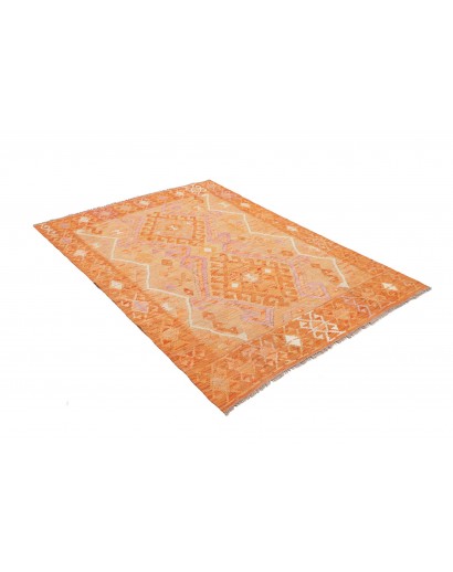 Tappeto Kilim Afghanistan arancione giallo 132x185