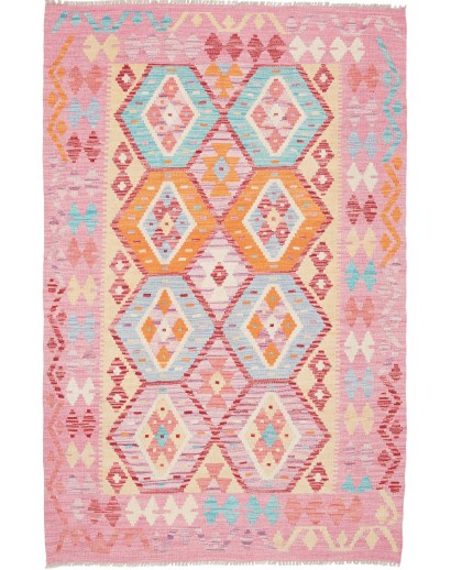 Tappeto Kilim Afghanistan beige arancione 121x184