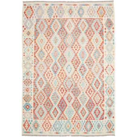 Tappeto Kilim Afghanistan bianco rosso 214x296