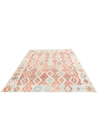 Tappeto Kilim Afghanistan bianco rosso 214x296