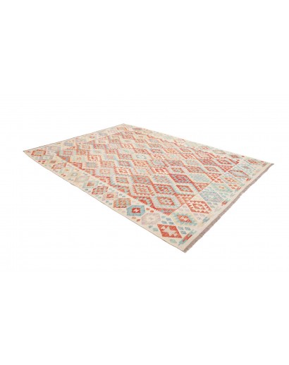 Tappeto Kilim Afghanistan bianco rosso 214x296