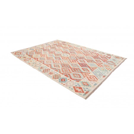 Tappeto Kilim Afghanistan bianco rosso 214x296