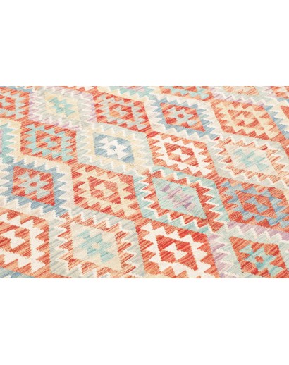 Tappeto Kilim Afghanistan bianco rosso 214x296