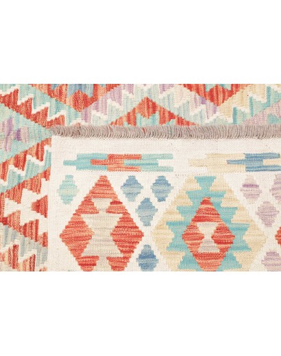 Tappeto Kilim Afghanistan bianco rosso 214x296