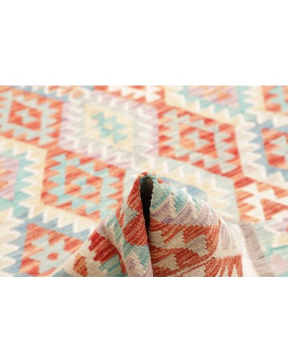 Tappeto Kilim Afghanistan bianco rosso 214x296