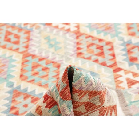 Tappeto Kilim Afghanistan bianco rosso 214x296
