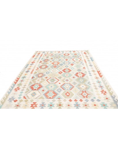 Tappeto Kilim Afghanistan bianco rosso 201x297