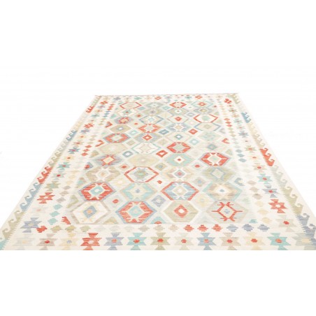 Tappeto Kilim Afghanistan bianco rosso 201x297