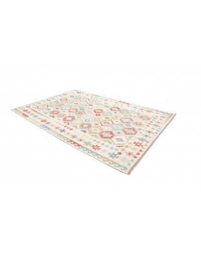 Tappeto Kilim Afghanistan bianco rosso 201x297