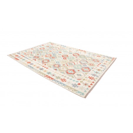 Tappeto Kilim Afghanistan bianco rosso 201x297