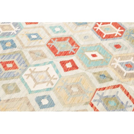 Tappeto Kilim Afghanistan bianco rosso 201x297