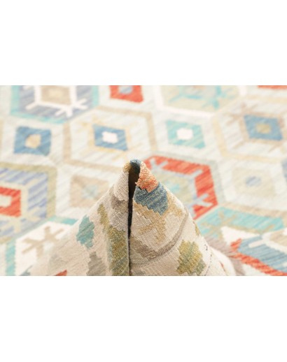 Tappeto Kilim Afghanistan bianco rosso 201x297