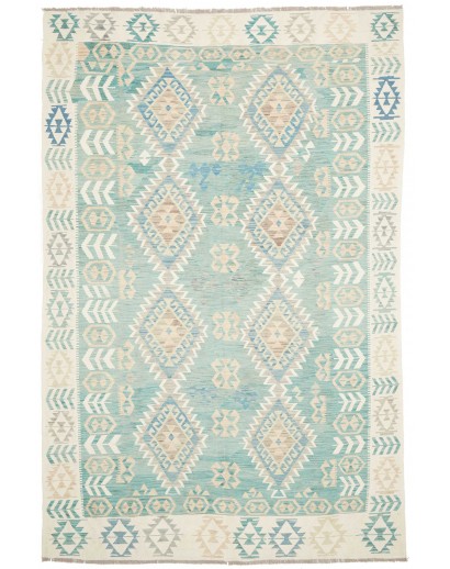 Tappeto Kilim Afghanistan bianco blu 194x294