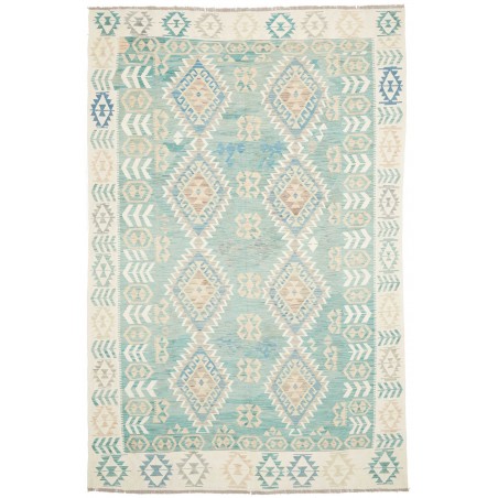 Tappeto Kilim Afghanistan bianco blu 194x294