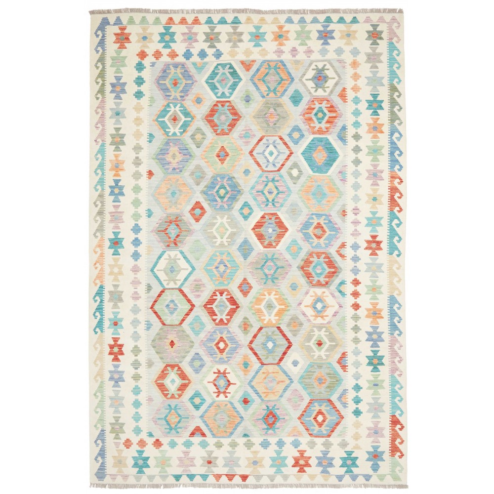 Tappeto Kilim Afghanistan bianco 200x298