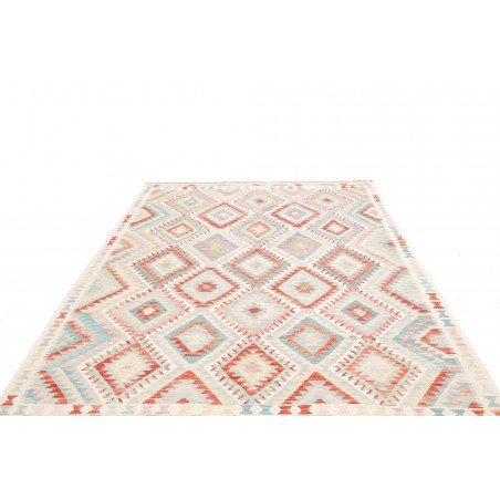 Tappeto Kilim Afghanistan bianco rosso 204x303