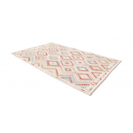 Tappeto Kilim Afghanistan bianco rosso 204x303