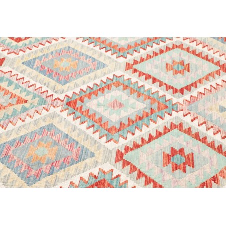 Tappeto Kilim Afghanistan bianco rosso 204x303