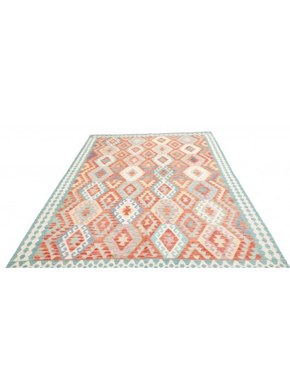 Tappeto Kilim Afghanistan bianco rosso 203x302