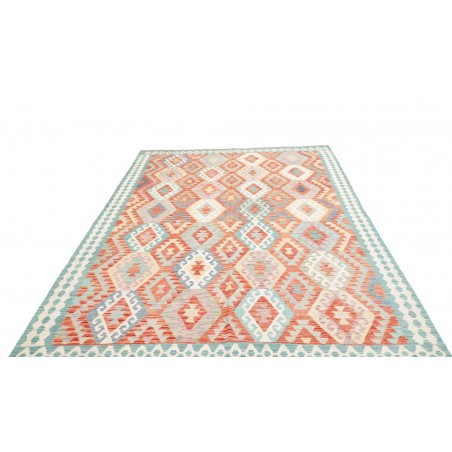 Tappeto Kilim Afghanistan bianco rosso 203x302