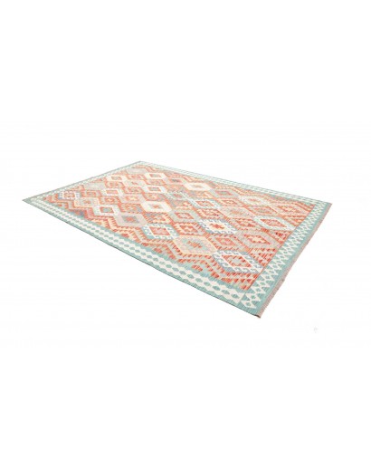 Tappeto Kilim Afghanistan bianco rosso 203x302