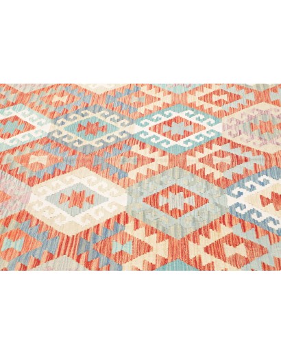 Tappeto Kilim Afghanistan bianco rosso 203x302
