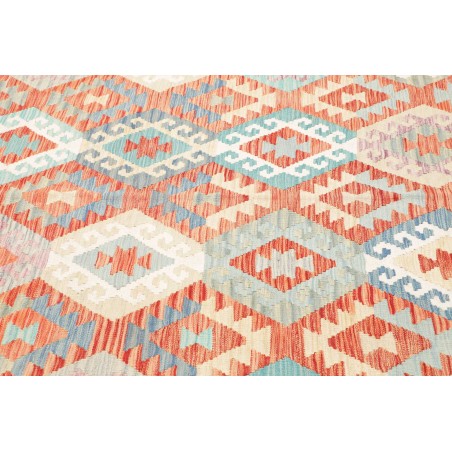 Tappeto Kilim Afghanistan bianco rosso 203x302