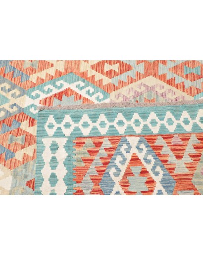 Tappeto Kilim Afghanistan bianco rosso 203x302
