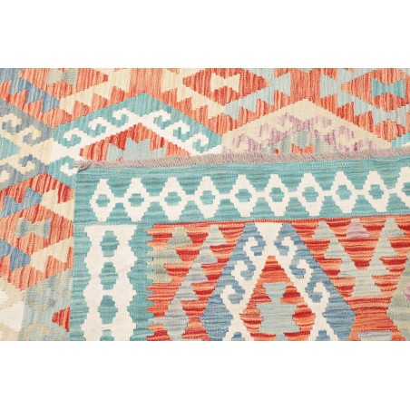 Tappeto Kilim Afghanistan bianco rosso 203x302