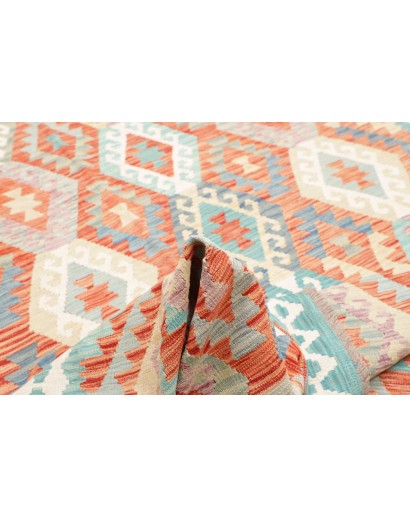 Tappeto Kilim Afghanistan bianco rosso 203x302