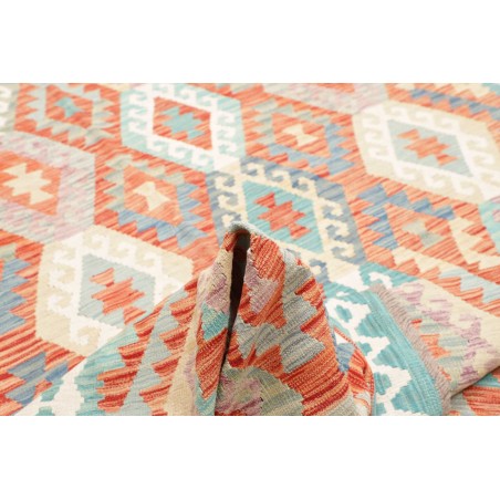 Tappeto Kilim Afghanistan bianco rosso 203x302