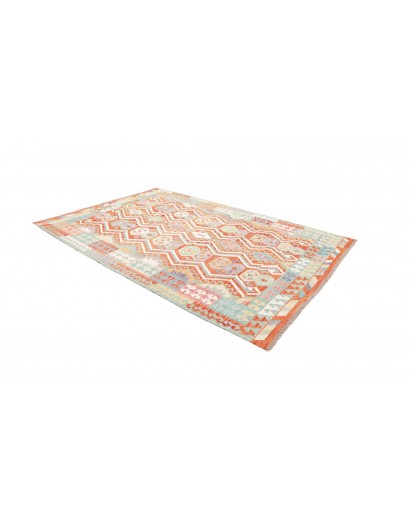 Tappeto Kilim Afghanistan bianco rosso 204x296
