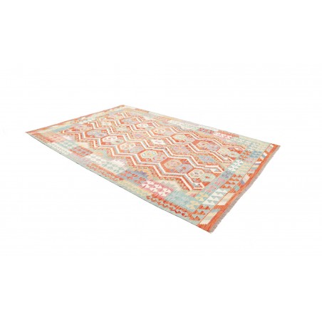 Tappeto Kilim Afghanistan bianco rosso 204x296