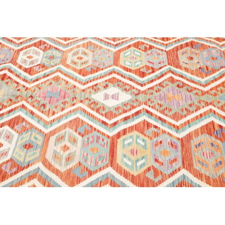 Tappeto Kilim Afghanistan bianco rosso 204x296