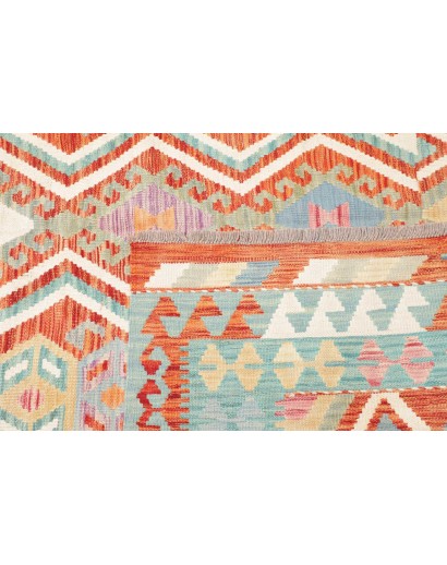 Tappeto Kilim Afghanistan bianco rosso 204x296