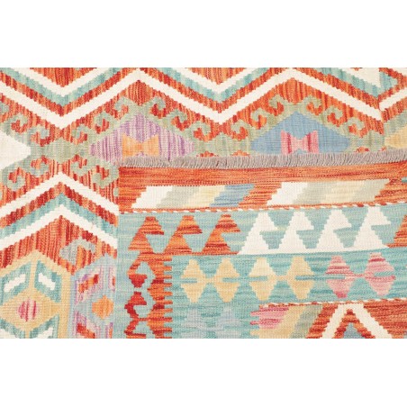 Tappeto Kilim Afghanistan bianco rosso 204x296