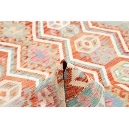 Tappeto Kilim Afghanistan bianco rosso 204x296