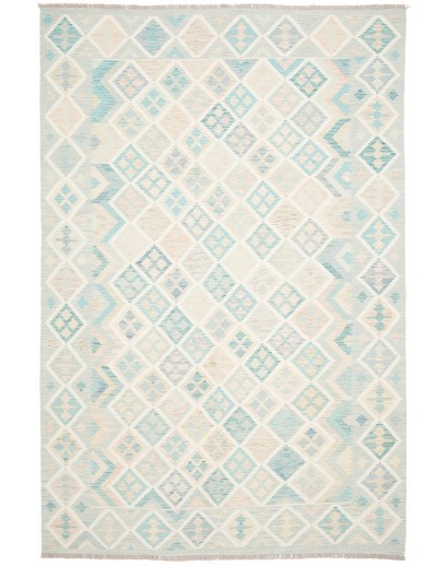 Tappeto Kilim Afghanistan bianco beige 204x302