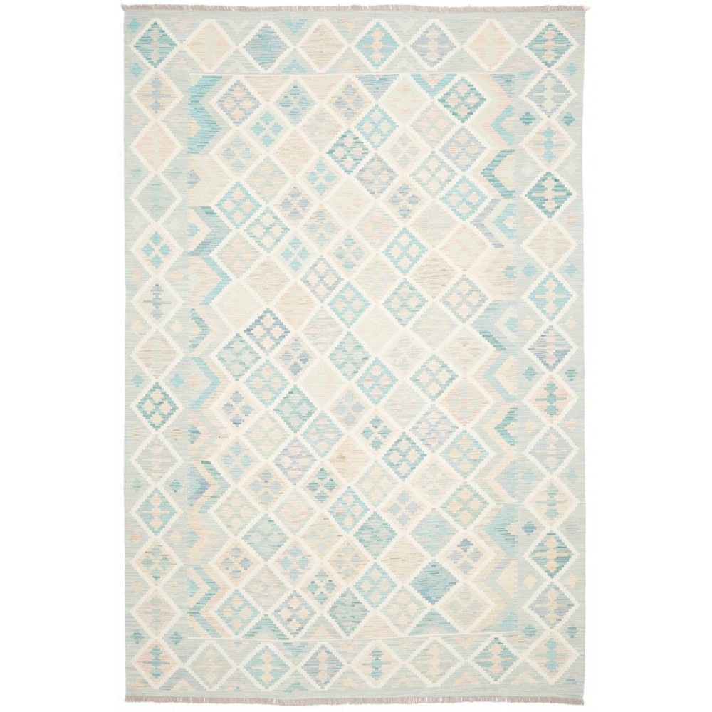 Tappeto Kilim Afghanistan bianco beige 204x302