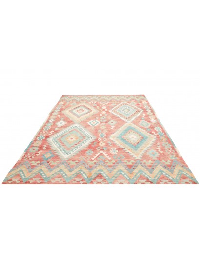 Tappeto Kilim Afghanistan bianco rosso 204x299