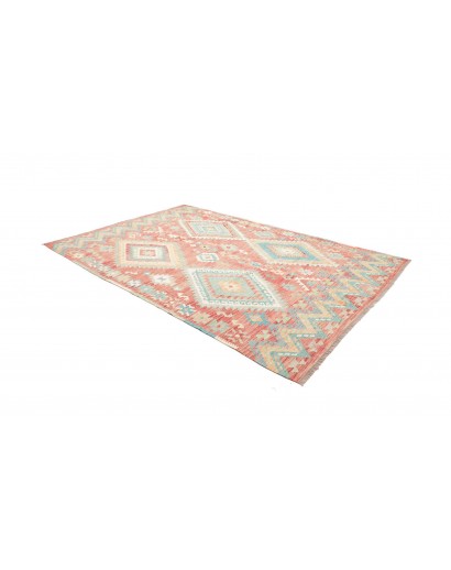 Tappeto Kilim Afghanistan bianco rosso 204x299