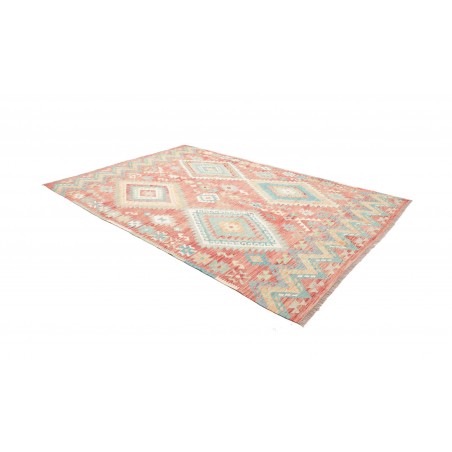 Tappeto Kilim Afghanistan bianco rosso 204x299